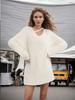 2025 Hollow V-Neck Faux Mink Velvet Sweater: Soft Knit Women's Solid Color Top