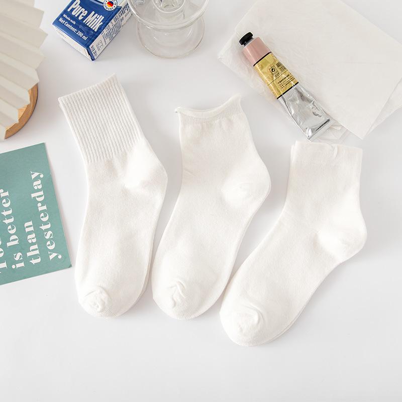 White Cute Japanese JK Lace Socks for Women - Trendy Mid-Calf, Spring & Summer Long Lolita Style