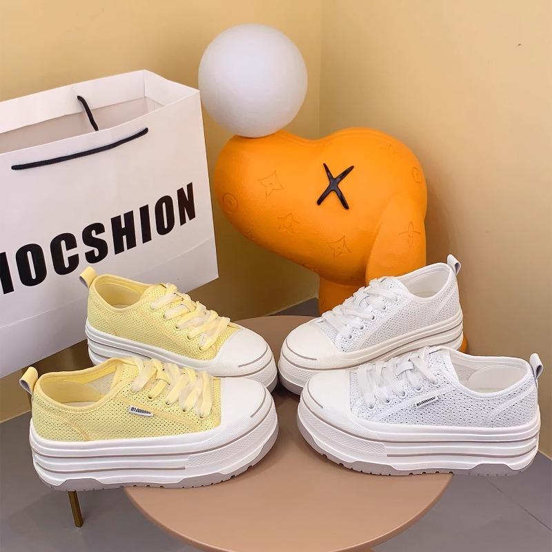 Summer New Thick-soled Heightening Mesh Breathable Casual Shoes Women's Versatile Sports Little White Shoes Board Shoes Women