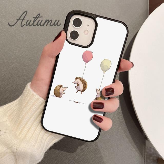 Hedgehog and Balloon Phone Case for iPhone 11 12 13 14 Pro Max Mini X XR XS SE 2020 6S 7 8 Plus Samsung Galaxy S21 S22 Shell
