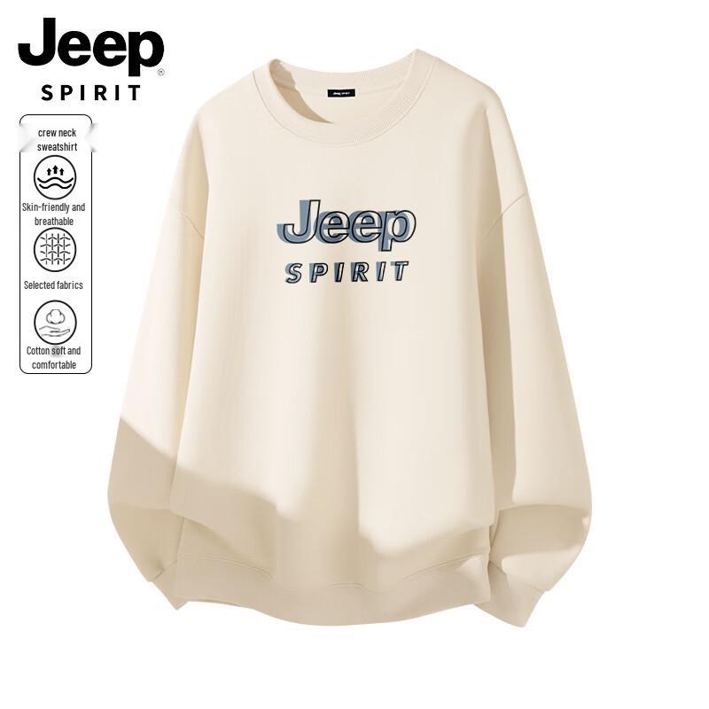 JEEP SPIRIT Men's Round Neck Logo Print Pullover Sweatshirt