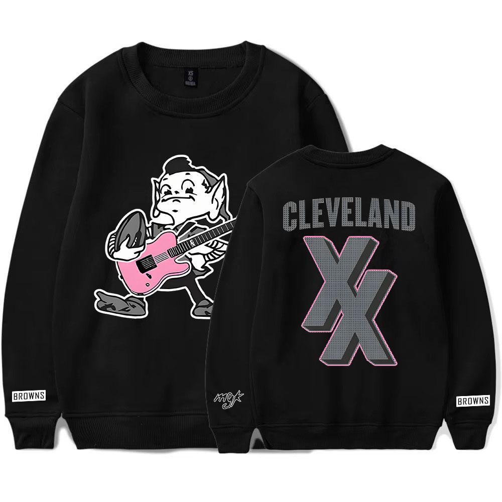 Mgk X Cleveland Browns Crewneck Sweatshirts Long Sleeve Fashion Fleece Pullovers Casual Unisex Streetwear Men Women Clothing