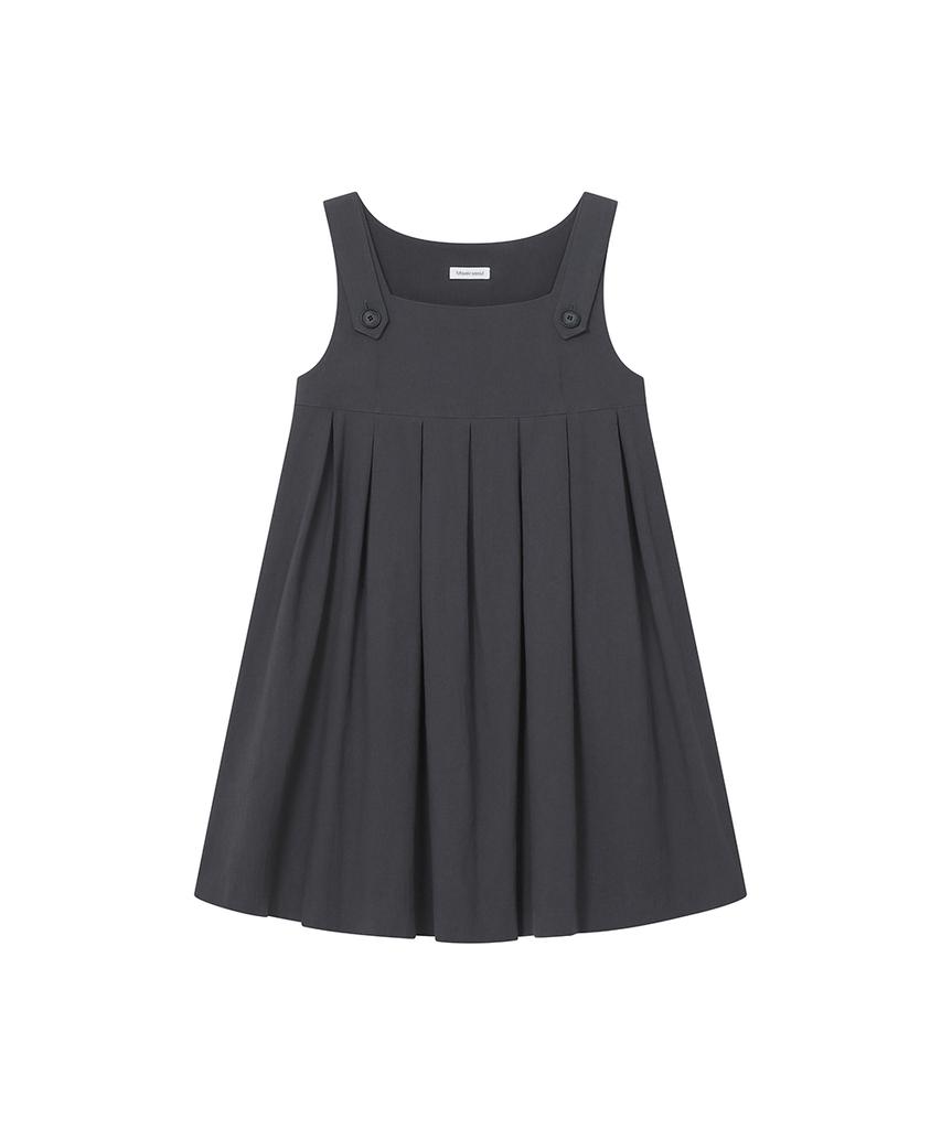Miseki Seoul Pleats Button Doll Dress Charcoal