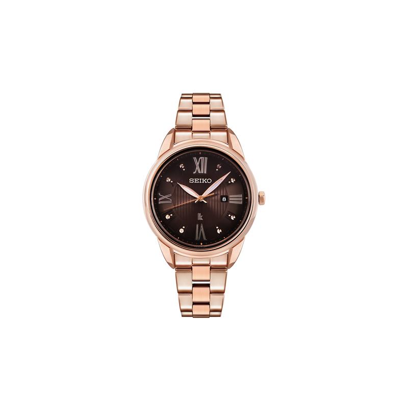 

SEIKO Lukia Series Fashion Waterproof Quartz Steel Strap 32.9mm Women s Watch Brown Dial SUT366J1