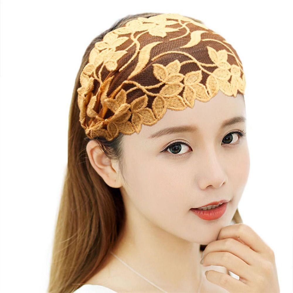 Embroidery Lace Headband Wide Side Korean Head Wrap Elegant Mother Hair Hoop  New Headwear