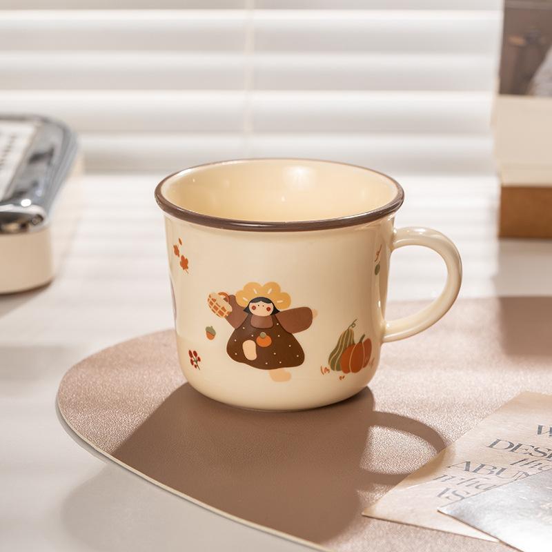 

Семейная креативная кружка, мультяшная керамическая чашка высокой ценности, бытовая парная чашка для завтрака, милый сувенир, чашка для воды 301-400ml