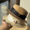 French Flat Straw Hat Woman Summer Beach Photo Vacation Sunshade Sunscreen Top Hat