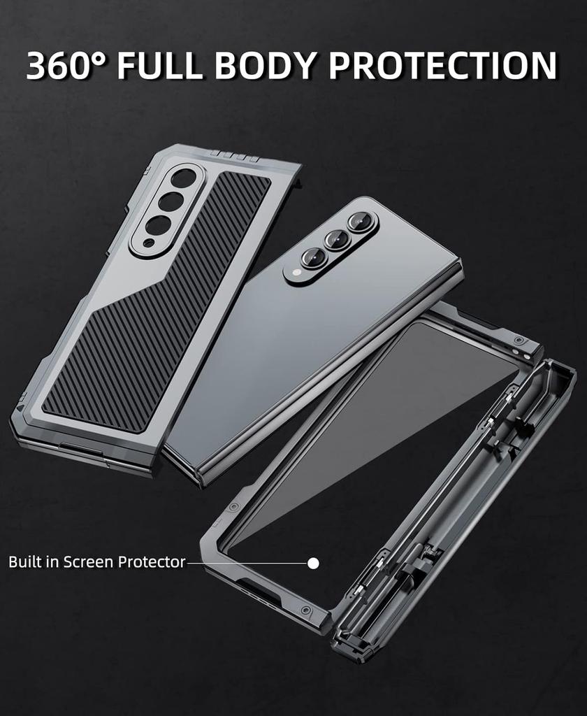 Military Protection Armor Heavy Duty Case For Saumsung Galaxy Z Fold 4 5 6 7 Full-Body Shockproof Cover Stand PET Screen Film