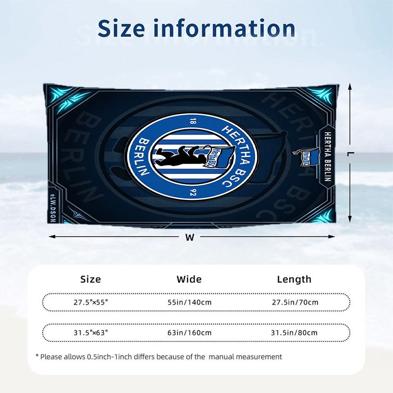 Hertha BSC FC Stampa Asciugatura Rapida Telo da Spiaggia Microfibra Assorbente Portatile da Viaggio Asciugamano da Nuoto
