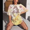 Women's T-Shirt Animal Cat Pattern Retro Fashion Classic Short-Sleeved Round Neck Women Summer Clothing