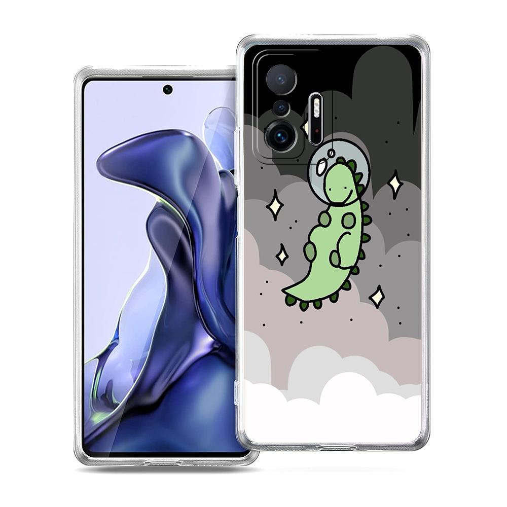 Transparent Phone Case for Xiaomi Mi 14 13 12 11 Ultra 13T 12T 11T Poco X3 NFC F3 F6 Pro Lite 5G Soft TPU Funny Cartoon Dinosaur