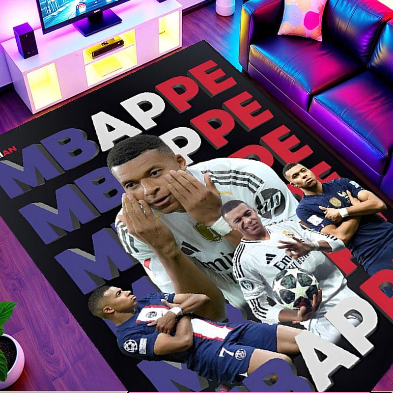 Kylian Mbappe Print Rug, Washable Floor Carpet, For Entryway Dorm Laundry Room Office Study, Home Decor Birthday Christmas Gift