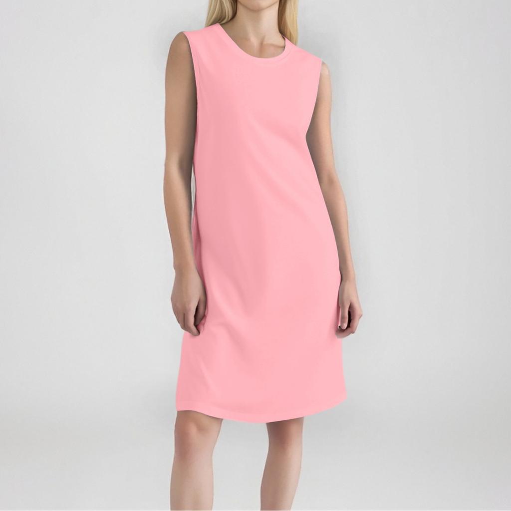 Women's Fashion Casual Color Round Neck Sleeveless Short Dress
