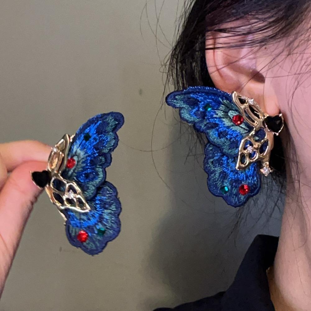 Luxury Embroidery Butterfly Earrings Exaggerated Delicate Earrings for Women Gifts