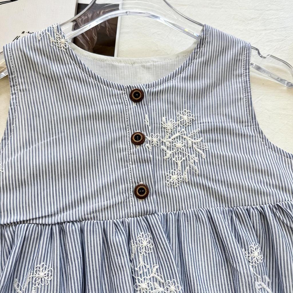 Girls' Striped Sleeveless Top & Wide-Leg Pants Set - Summer 2026 Trendy Two-Piece.