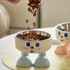 1pc pet stainless steel bowl anti slip large capacity big eyed dog bowl cat high footed bowl neck protection anti knock