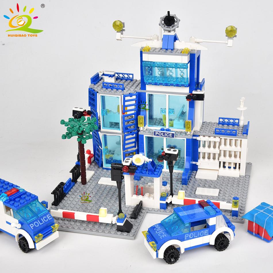 750PCS City Police Station Trucks Car Building Blocks with 10 Policeman Model Bricks Construction Toy for Children Gift