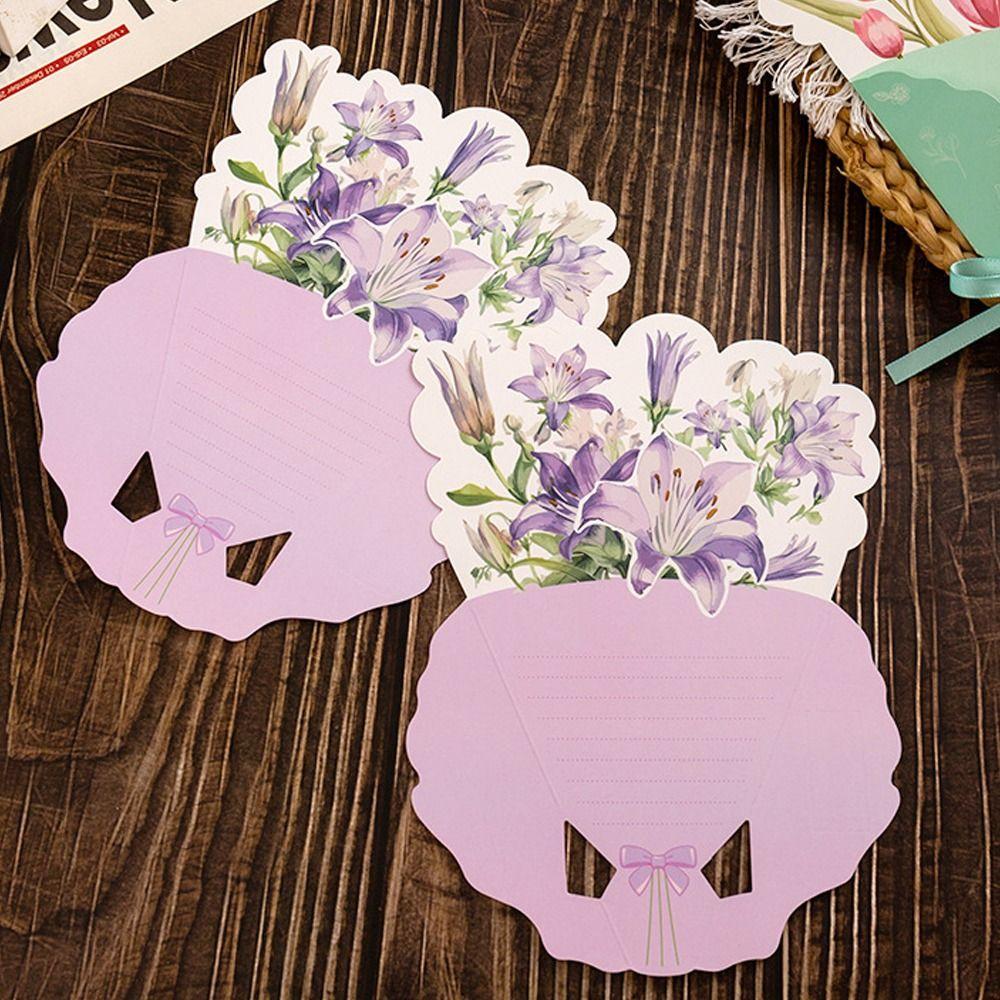 10pcs Folding Bouquet Greeting Card Chrysanthemum Rose Carnation Flower Gift Card Blessing Romantic Invitation Card