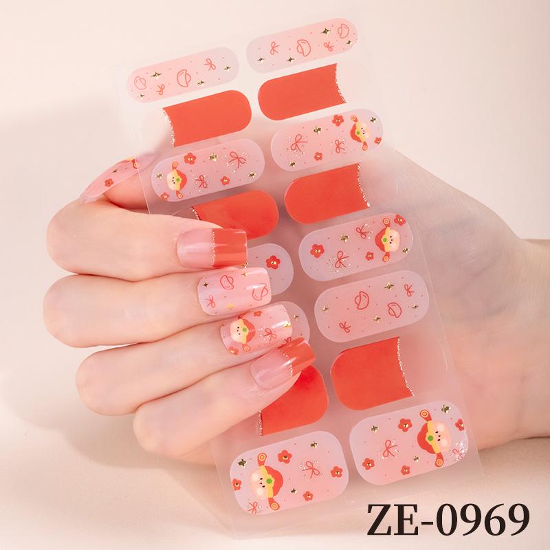 Waterproof Lucky Cat & Waking Lion Nail Art Stickers – Full Cover Cute Cartoon Design Waking Lion