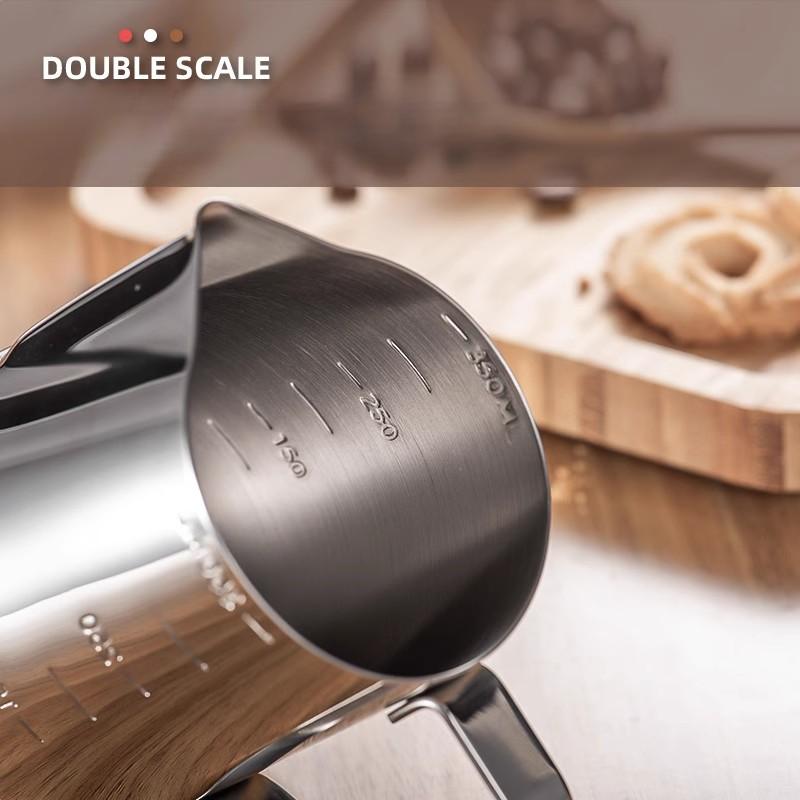 Cafetera artesanal de acero inoxidable con escala interior y exterior, jarra para café con leche tipo olécranon.