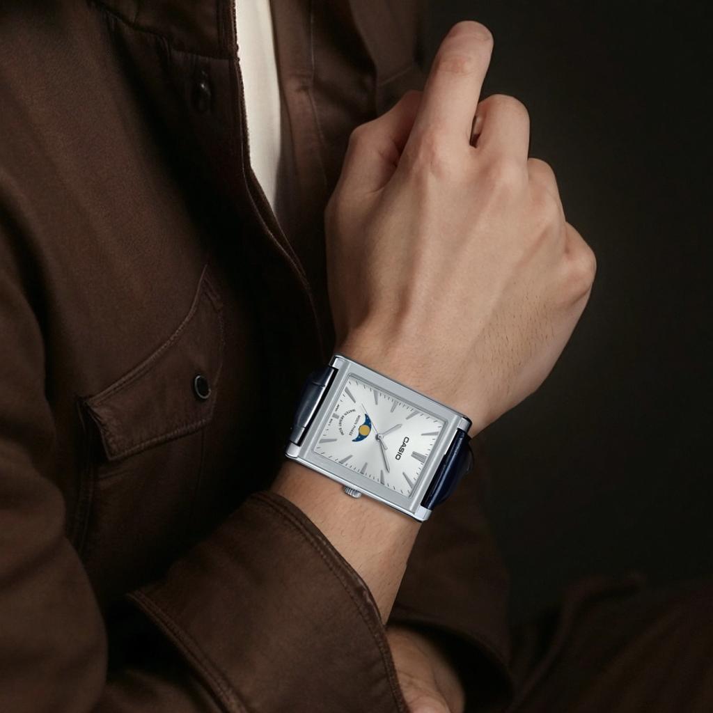 CASIO STANDARD 50m Water Resistant Quartz Movement Genuine Leather Strap Watch Men's Watches MTP-M105L-7AV