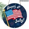 2D Flat 1pc, 8x8 In, Happy Fourth of July Round Aluminum Metal Sign, Fireworks & Stars Design, Inspired Wall Art for Living Room, Bedroom, Porch