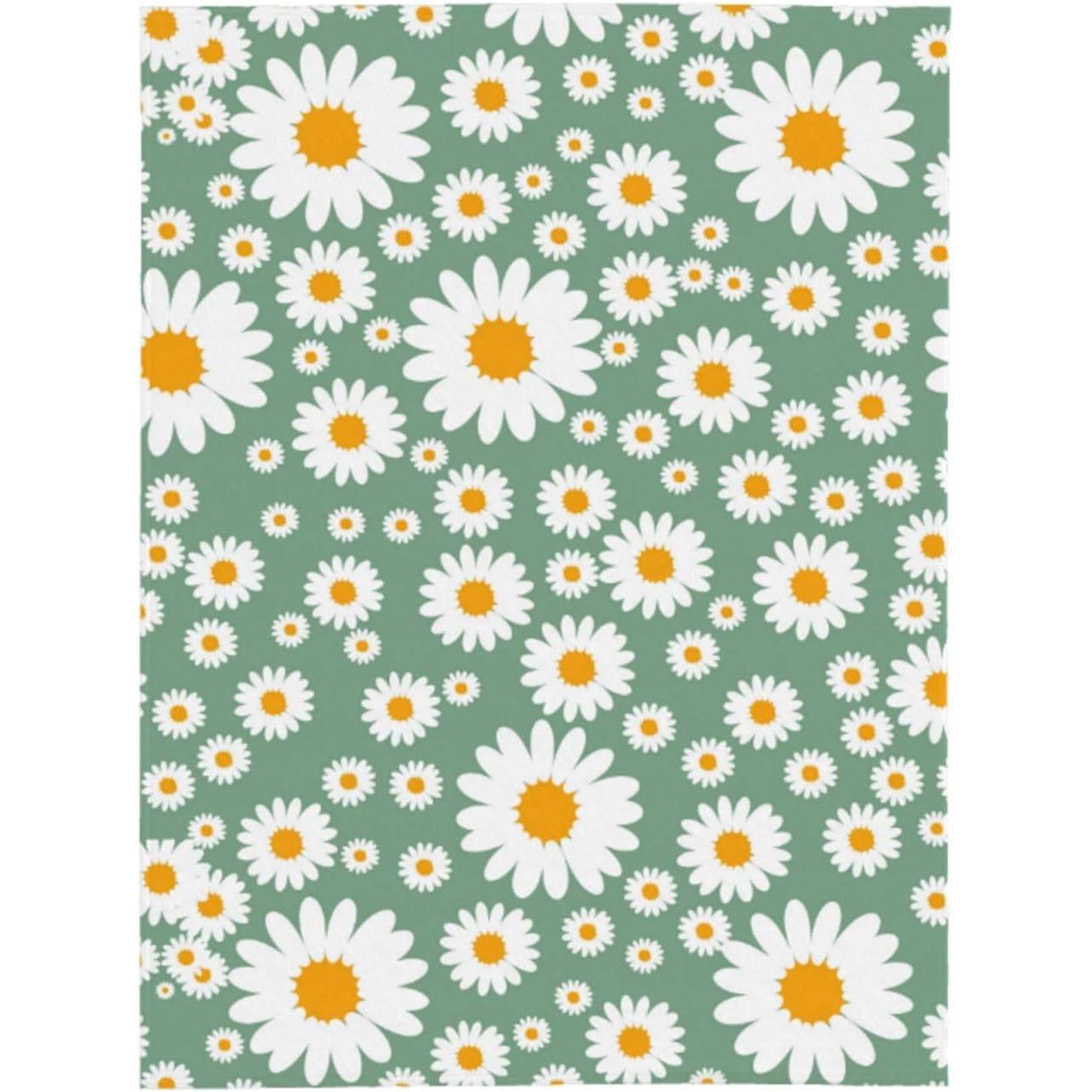

Daisy Flowers Throw Blankets All Season Ultra Soft Warm Floral Fleece Blanket for Home Bed Sofa Couch Chair Outdoor Travel Campi 75x90cm