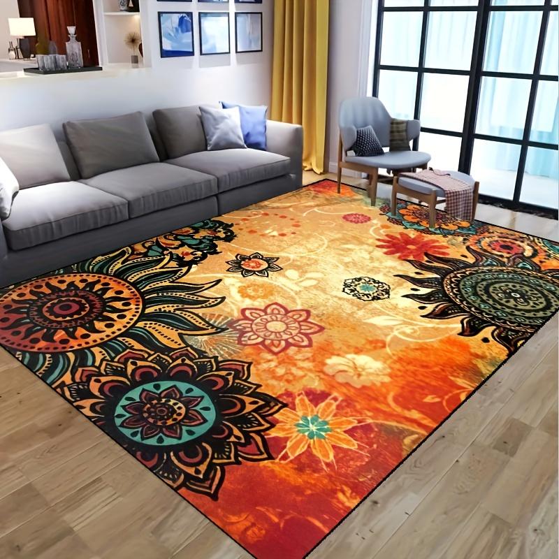 

Beautiful Floral Print Area Rug, Aesthetic Flower Floor Mat for Entryway Living Room Bedroom, Washable Indoor Outdoor Carpet 40x60cm