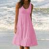 Solides, ärmelloses Party-Strandkleid für Damen im Urlaub und Sommer