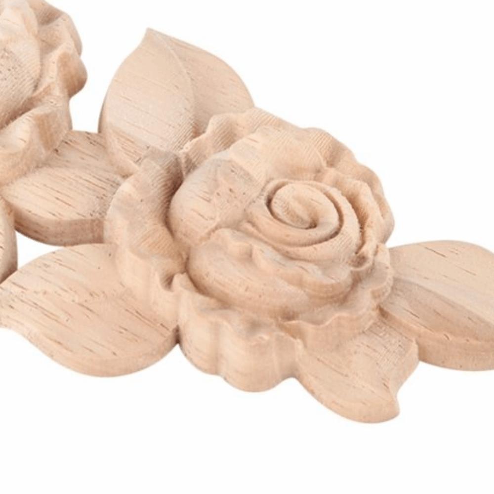 Solid Wood Corner Applique Floral Carved Door Applique Decoration Carved Applique Furniture