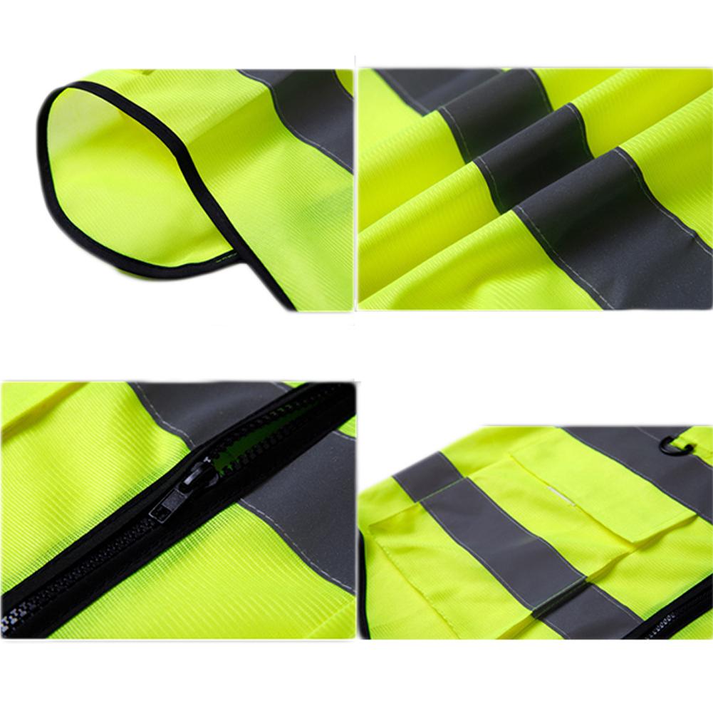 Adults High Visibility 5 Pockets Safety Reflective Zipper Vest Warning Waistcoat