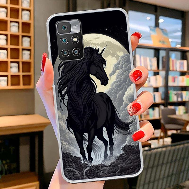 Animal Black Horse Cover Phone Case For Xiaomi Poco F7 Ultra X7 X6 X5 Pro M7 Redmi 15C 15 13C 13 12C 12 10C 10 9A 9C 9T 9 Shell