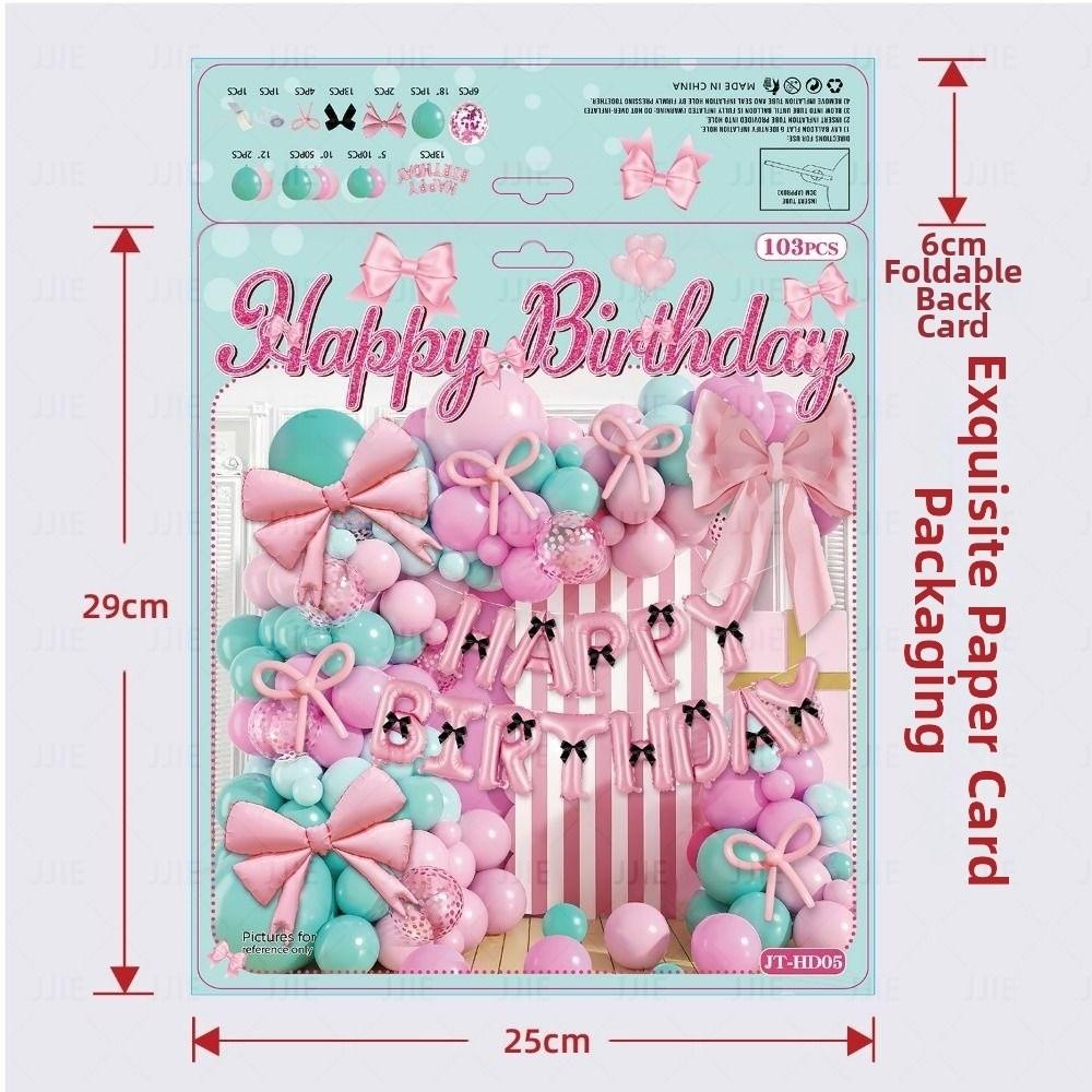 Happy Birthday Bow Balloon Garland Arch Kit Latex Multicolor Balloons Background Wall Photo Props DIY Accessories Balloon Arch