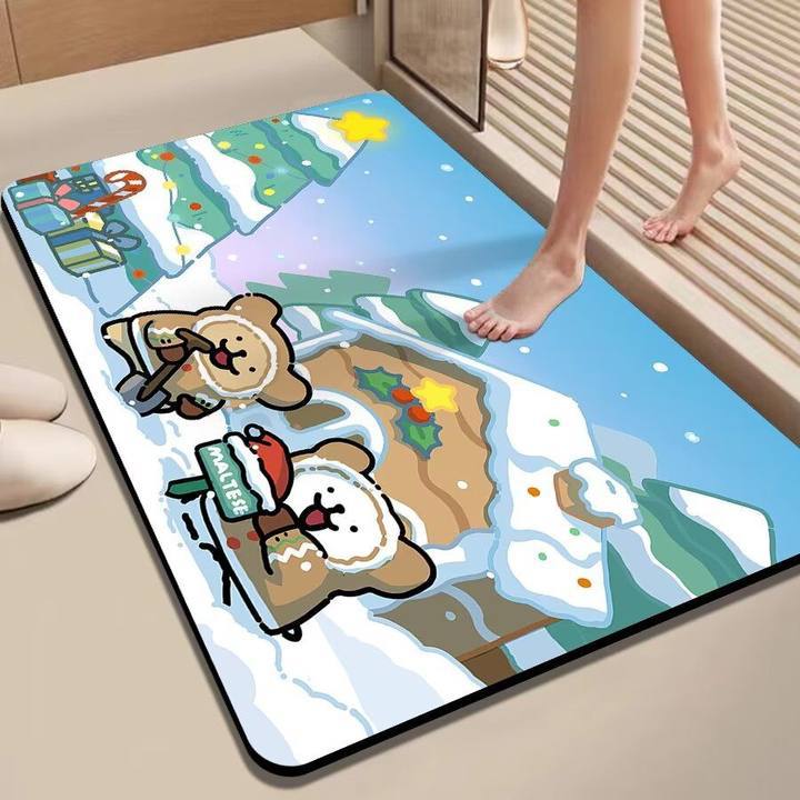 Cartoon Cartoon Kieselgurmatte Rutschfeste Badezimmer Saugfähige Fußmatte Toilettentürmatte Teppich Toilettenbodenmatte
