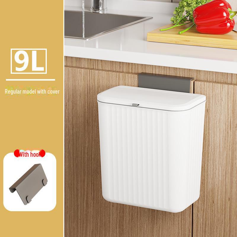 Wall-Mounted Sliding Cover Trash Can for Kitchen, Bathroom & Office