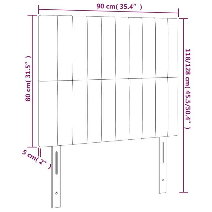 VidaXL Tête de Lit à LED Meuble de Chambre à Coucher Accessoire de Lit Simple Tête de Cadre de Lit Intérieur Taupe 3122648