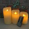 Remote Control Moving Wick Led Candles Pack Of 3, Realistic Flame Effect Flameless Battery Candles For Wedding Home Decor