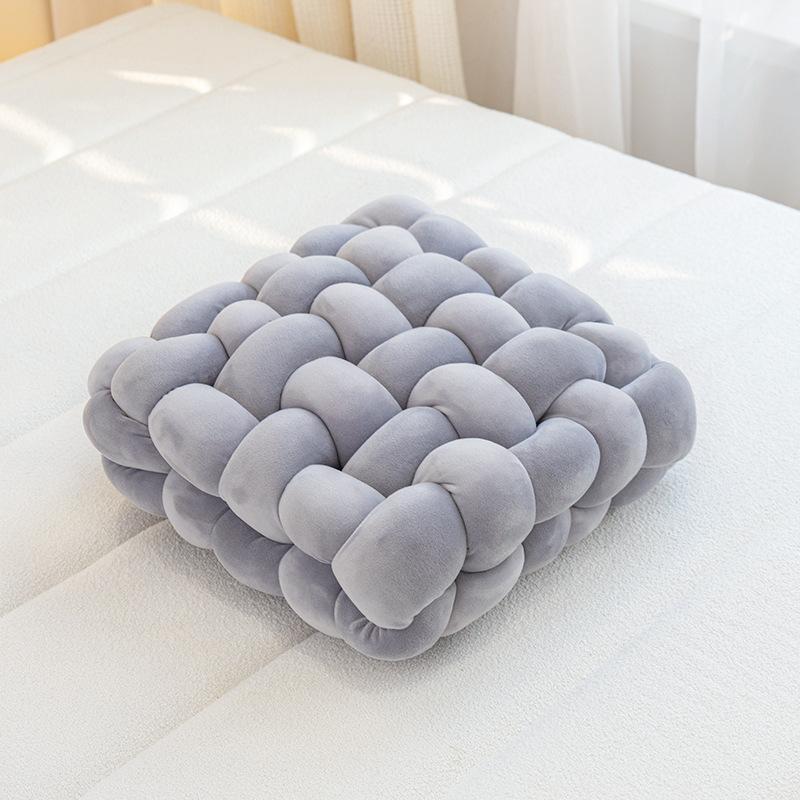 Cream Knit Throw Pillow, Decorative Sofa Cushion for Living Room, Bedroom, or Office