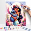 Disney DIY Oil Painting Kits Stitch Jasmine Floral Hand Painting Home Decor Craft Gift Ideas Wall Art Canvas Picture For Living Room