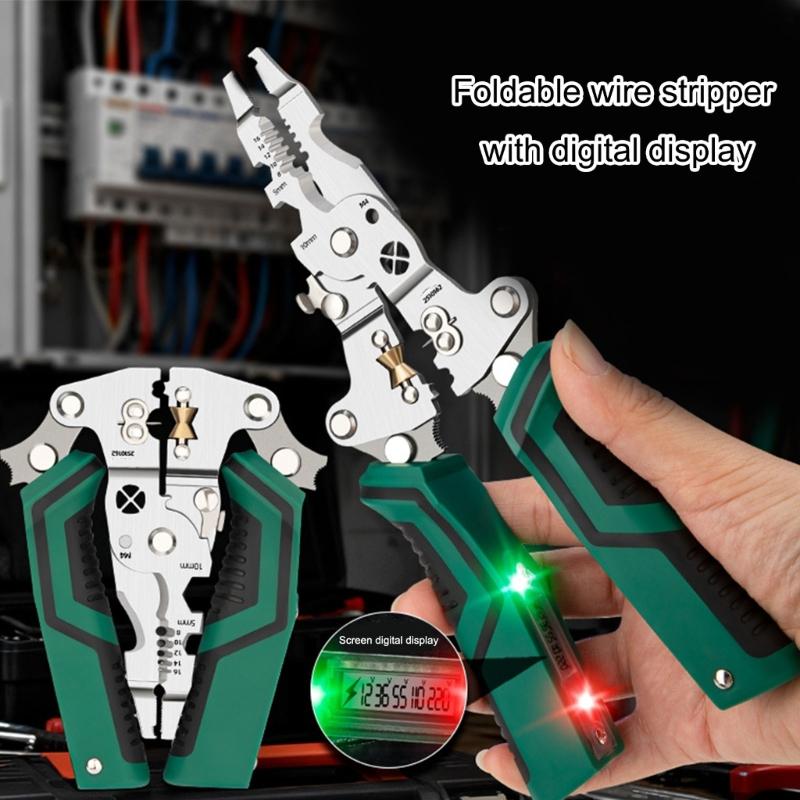 Wire Stripping Pliers with Electricity Measurement Electrician Plier 11-in-1 Multifunctional Wire Stripping Plier