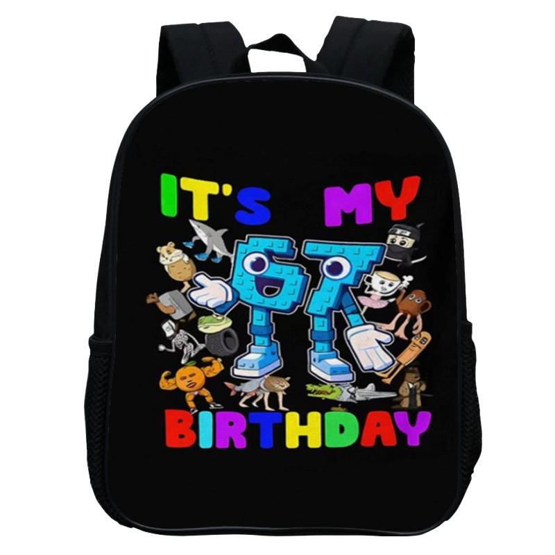 Printed Kindergarten 67 Six Seven Schoolbag, Cartoon Animation 12-inch Backpack Casual and Light