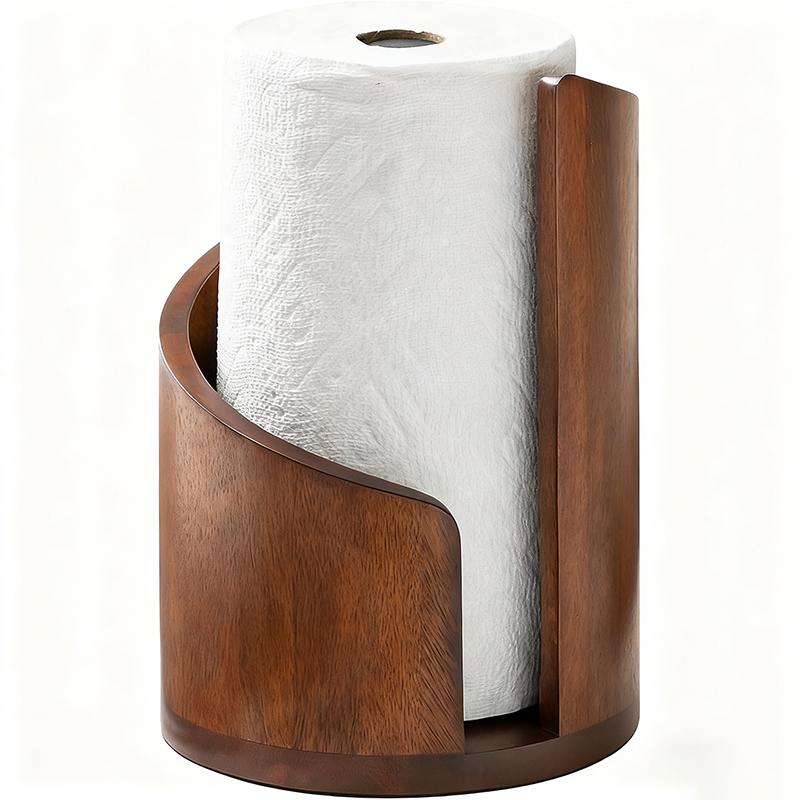 Spiral Wave Wooden Paper Towel Holder, Modern Kitchen Countertop Organizer for Bathroom and Kitchen, Tissue Dispenser Stand