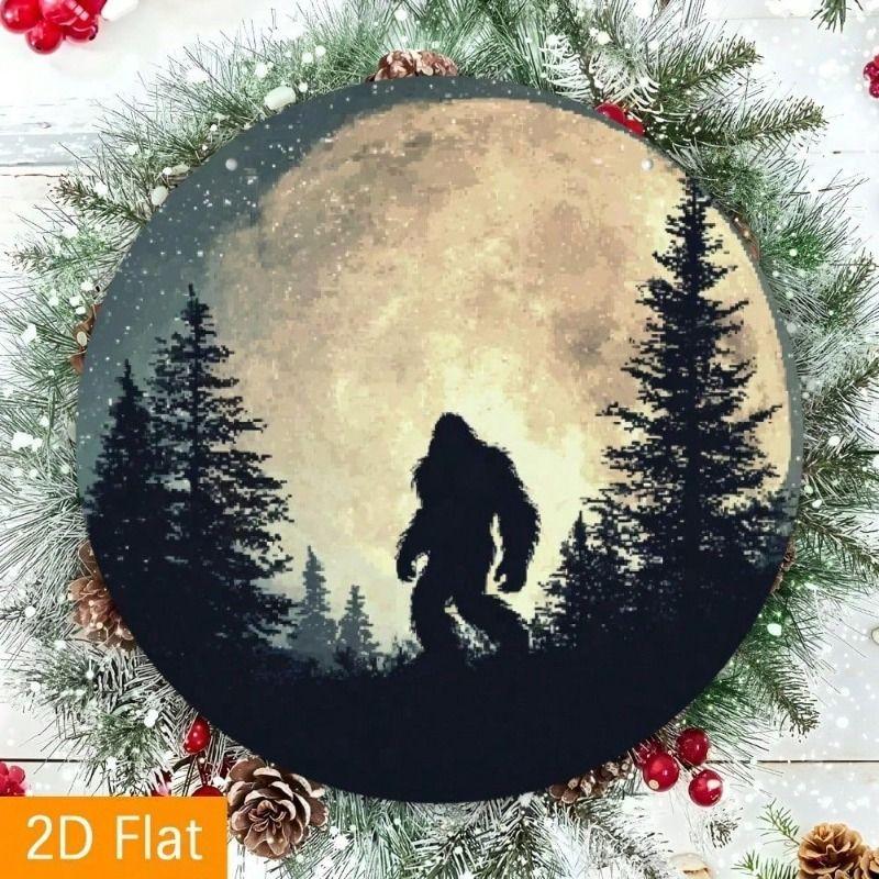 

Metal Wall Art, Vintage Moon Sasquatch Round Sign, Office Decor