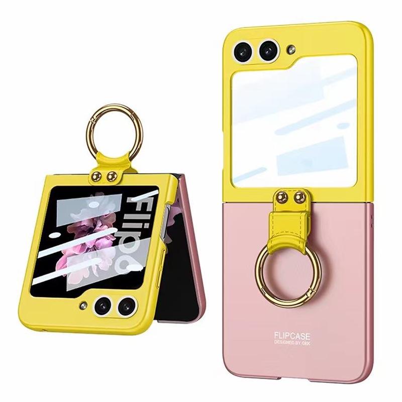 Samsung Galaxy Z Flip6 Faltbares Color-Block-Case mit Displayschutz & Ring-Schnalle