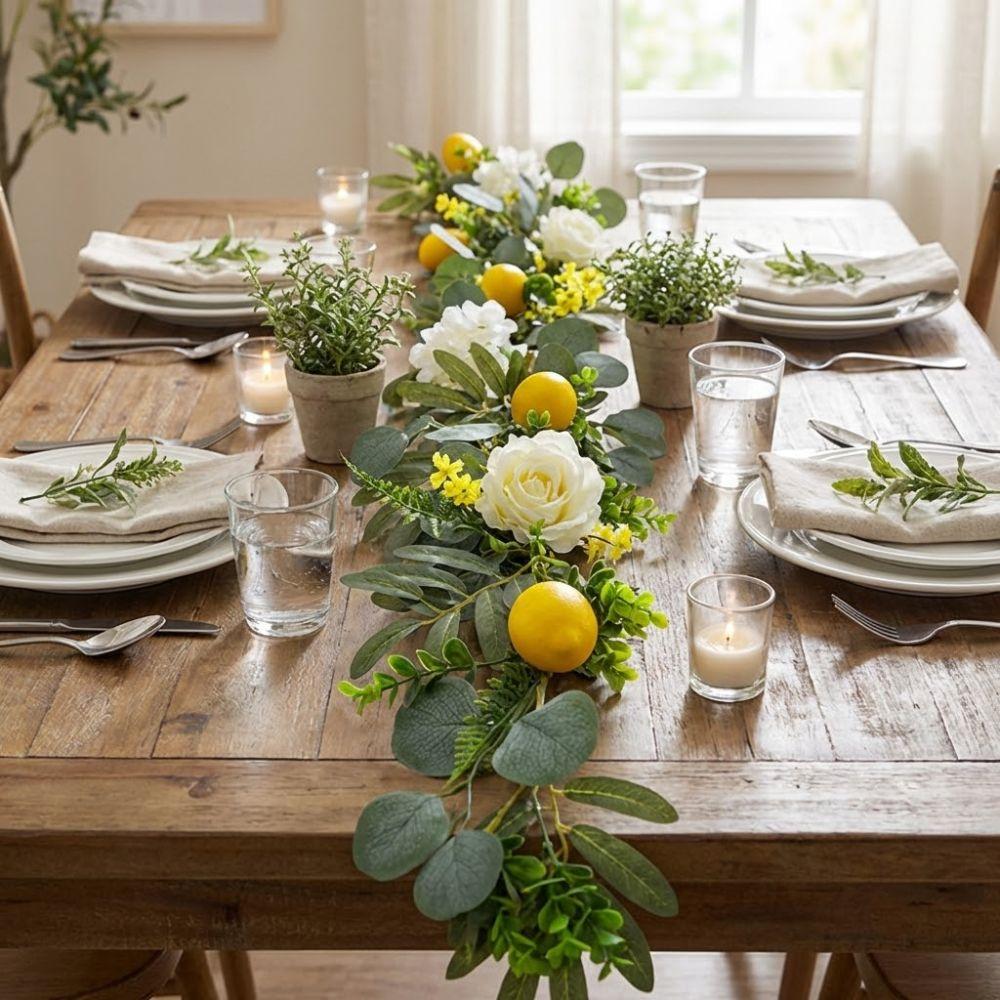Greenery Artificial Lemon Garland Realistic Faux Lemon Wreath Lemon Vine Decor  Outdoor Decor