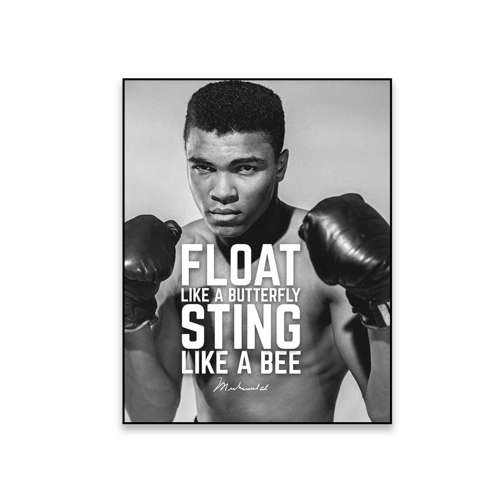 Motivierende Boxposter, inspirierende Zitate, Muhammad Ali, Drucke, Schwarz-Weiß-Sport-Wandkunst, Leinwandgemälde, Fitnessstudio-Dekoration