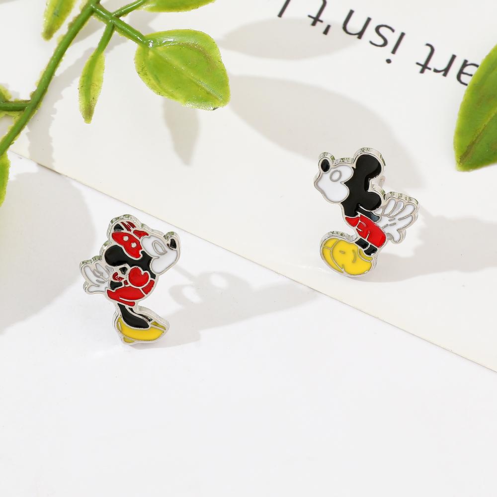Mickey Mouse Stud Earrings for Women Girls Anime Accessories Minnie Asymmetrical Earring Kids Birthday Xmas Gifts