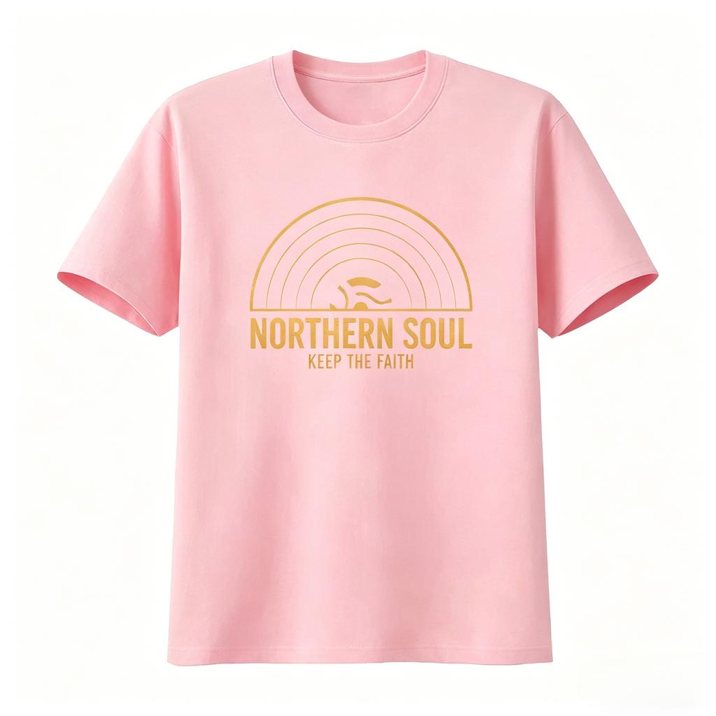 Northern Soul Keep The Faith Record Orange Unisexs Womens T Shirt High Quality Print Perfect for Music Lovers  Summer T Shirt