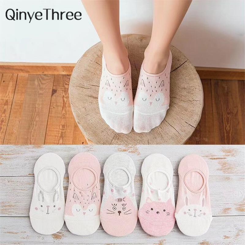 5 Pairs/Lot Cartoon Cat Fox Bear Socks Cute Animal Women Summer Funny Short Ankle Sokken Dropship