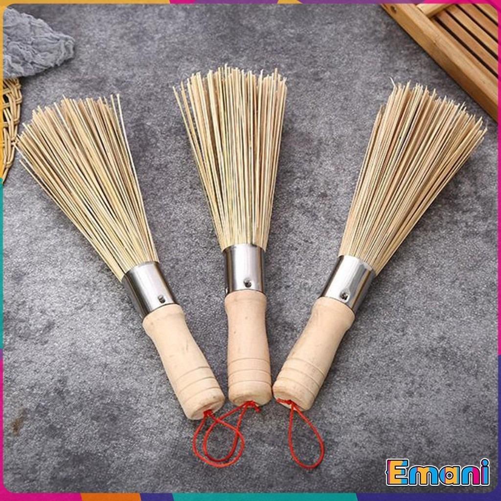 5 piezas 7 pulgadas de longitud Cepillo para Wok Batidor Limpiador Cepillos de Bambú Tradicionales para Wok Herramientas de Cocina